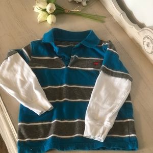 Blue and Grey Rugby Collar Shirt for Toddlers